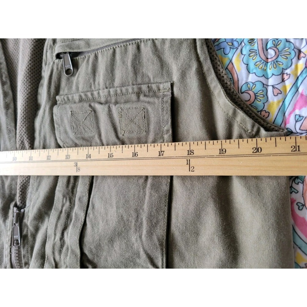 Vtg Orvis Mens Green Vest S Safari Hunting Fly Fishing Pockets Zip Vented 90s - Picture 7 of 13